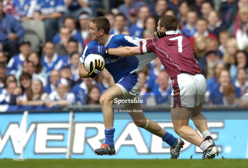 24 July 2004; Gary Kavanagh, Laois, in action against Derek Heavin, Westmeath. Bank of Ireland Leinster Senior Football Championship Final Replay, Westmeath v Laois, Croke Park, Dublin. Picture credit; Brendan Moran / SPORTSFILE