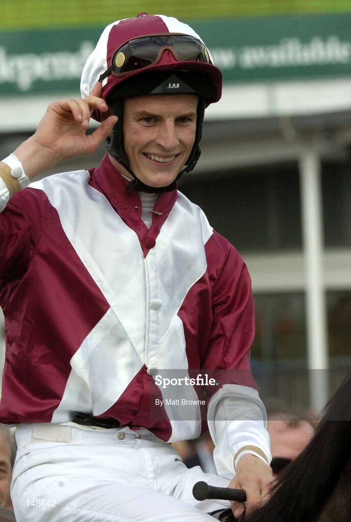 27 July 2004; A delighted Fran Berry celebrates after winning the McDonagh Builders Trade Centre Handicap on Loyal. Galway Races, Ballybrit, Co. Galway. Picture credit; Matt Browne / SPORTSFILE