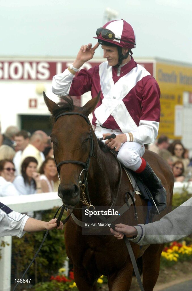 27 July 2004; Jockey Fran Berry salutes the crowd after Loyal had won the McDonagh Builders Trade Centre Handicap. Galway Races, Ballybrit, Co. Galway. Picture credit; Pat Murphy / SPORTSFILE