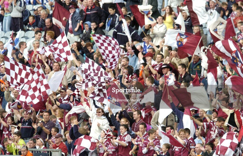 24 July 2004; Westmeath fans cheer on their side. Bank of Ireland Leinster Senior Football Championship Final Replay, Westmeath v Laois, Croke Park, Dublin. Picture credit; Brendan Moran / SPORTSFILE