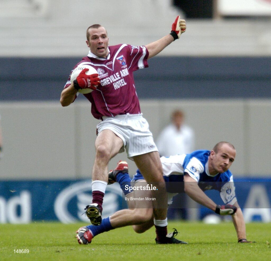 24 July 2004; Paul Conway, Westmeath, in action against Tom Kelly, Laois. Bank of Ireland Leinster Senior Football Championship Final Replay, Westmeath v Laois, Croke Park, Dublin. Picture credit; Brendan Moran / SPORTSFILE