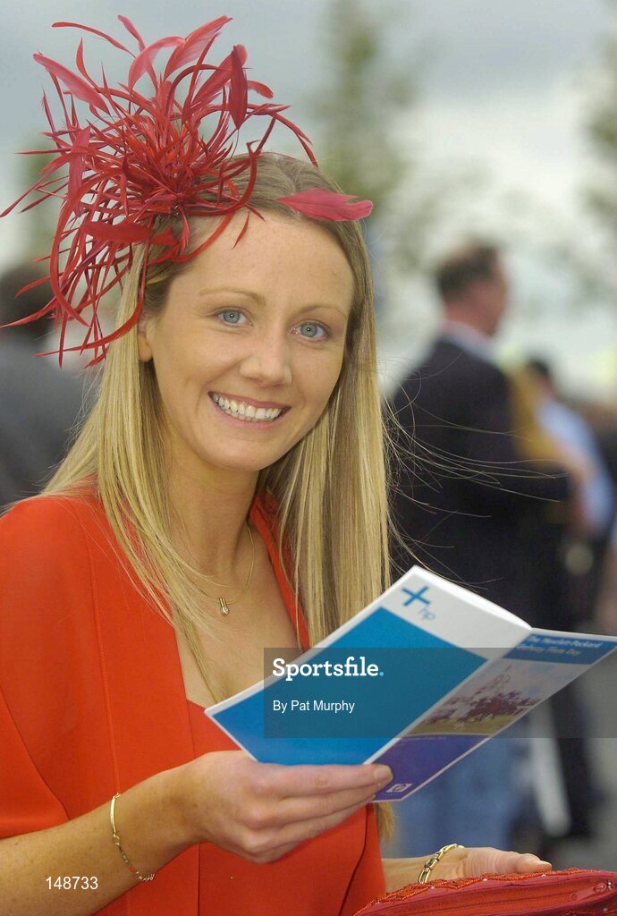 28 July 2004; Emer Duffy, from Corofin, Co. Galway, enjoys a day out at the races. Galway Races, Ballybrit, Co. Galway. Picture credit; Pat Murphy / SPORTSFILE