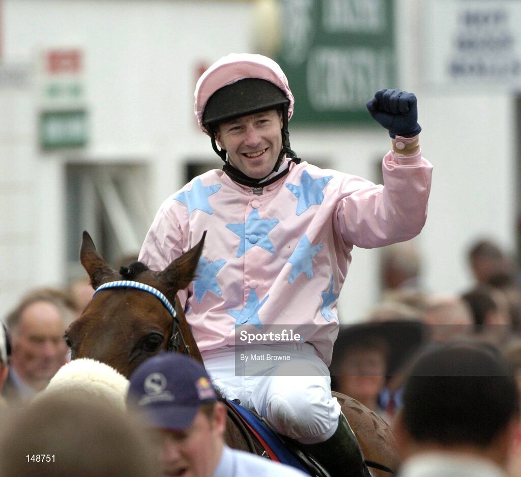 28 July 2004; David Casey celebrates after winning the Hewlett-Packard Galway Plate on Ansar. Galway Races, Ballybrit, Co. Galway. Picture credit; Matt Browne / SPORTSFILE