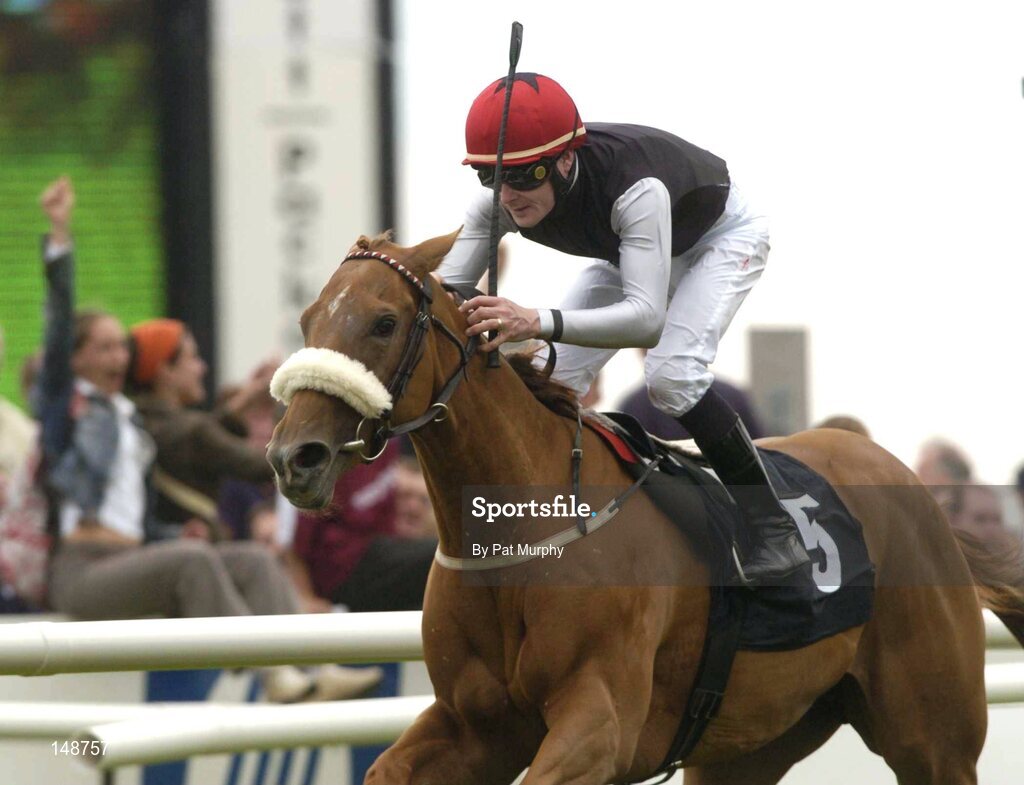 28 July 2004; Rich Sense, with Pat Smullen up, crosses the finish line to win the Hewlett-Packard Ireland Handicap. Galway Races, Ballybrit, Co. Galway. Picture credit; Pat Murphy / SPORTSFILE