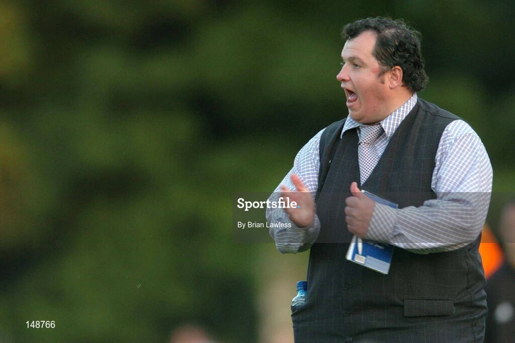 28 July 2004; Cork City manager Pat Dolan issues instructions during the match. FAI Cup Replay, UCD v Cork City, Belfield Park, UCD, Dublin. Picture credit; Brian Lawless / SPORTSFILE