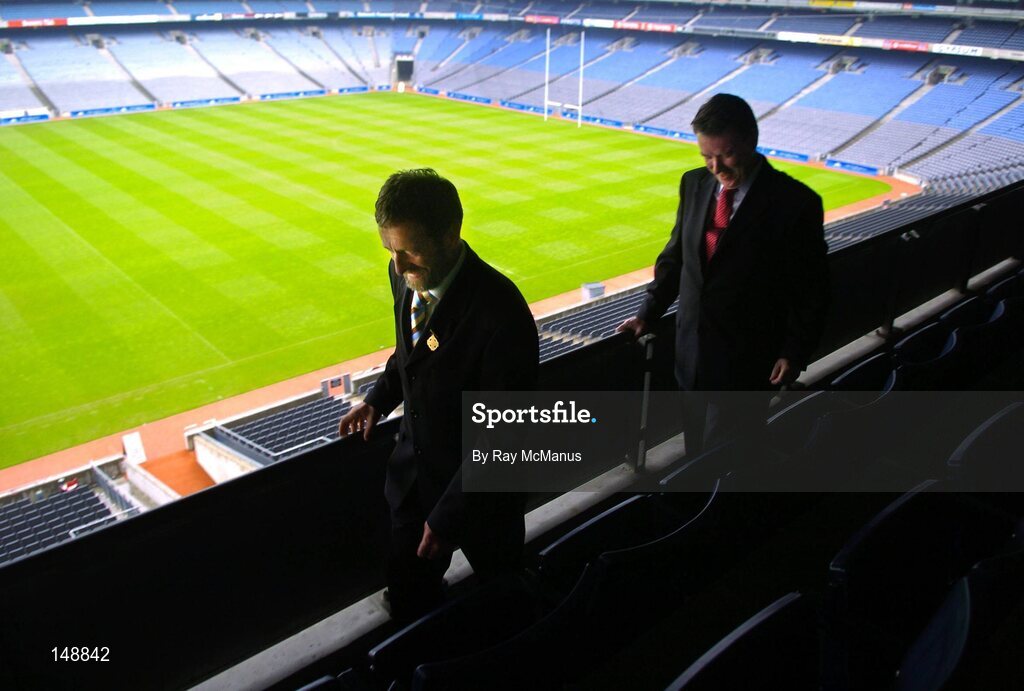 29 July 2004; Pat McCann, Chief Executive, Jurys Doyle Hotel Group plc, and President of the GAA Sean Kelly, left, at the announcement of an agreement between the GAA and Jurys Doyle Hotel Group plc for the development and lease of a new landmark 4-star hotel at Dublin's Croke Park, which will be located on Jones' Road, the hotel will be named Jurys Croke Park Hotel. Croke Park, Dublin. Picture credit; Ray McManus / SPORTSFILE