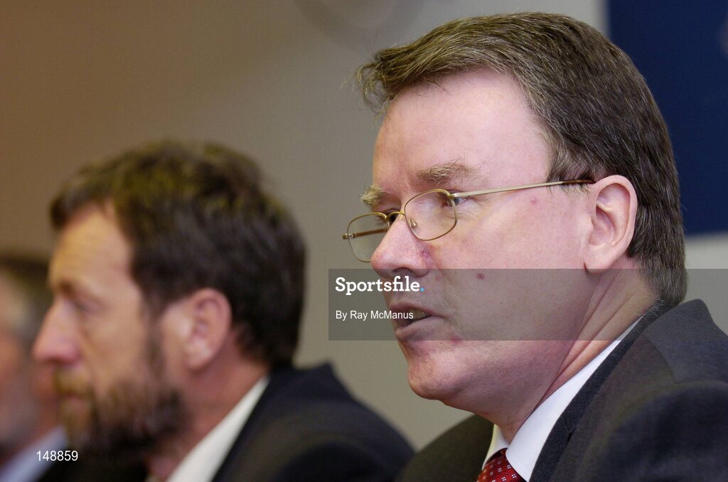 29 July 2004; Pat McCann, Chief Executive, Jurys Doyle Hotel Group plc, and President of the GAA Sean Kelly, left, at the announcement of an agreement between the GAA and Jurys Doyle Hotel Group plc for the development and lease of a new landmark 4-star hotel at Dublin's Croke Park, which will be located on Jones' Road, the hotel will be named Jurys Croke Park Hotel. Croke Park, Dublin. Picture credit; Ray McManus / SPORTSFILE