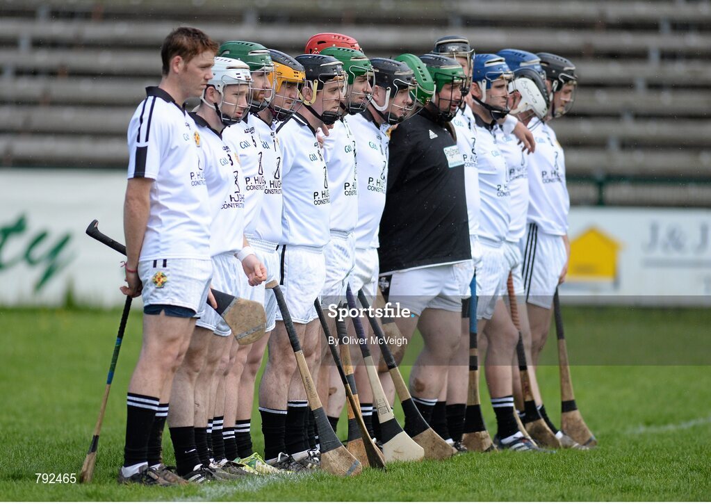 11 May 2013; The Warwickshire team stand for a minute silence. Lory Meagher Cup, Round 2, Fermanagh v Warwickshire, Brewster Park, Enniskillen, Co. Fermanagh. Picture credit: Oliver McVeigh / SPORTSFILE