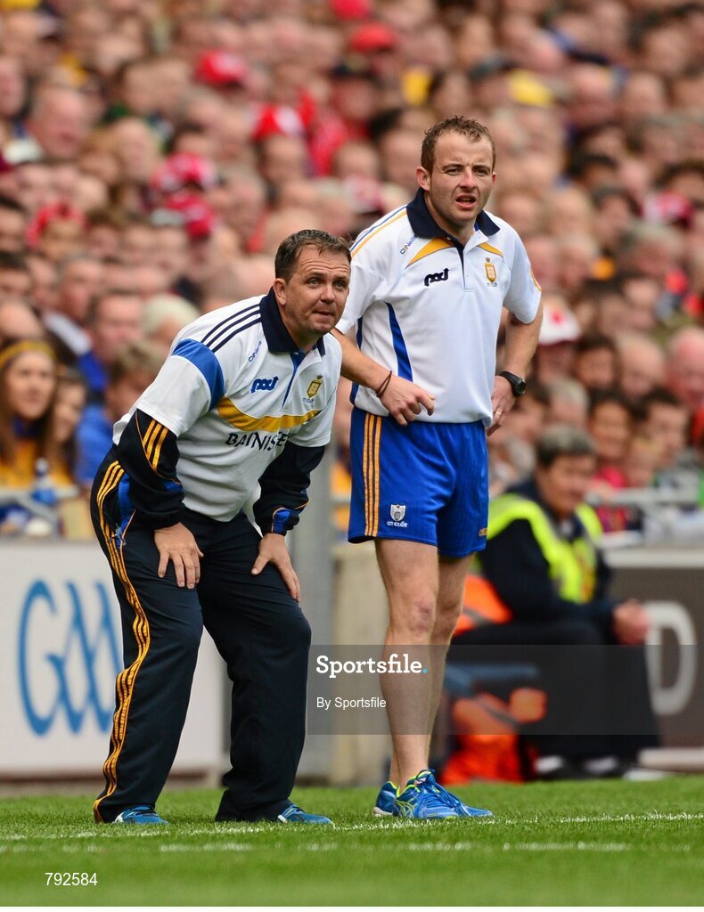 8 September 2013; Clare manager Davy Fitzgerald and selector Seoirse Bulfin. GAA Hurling All-Ireland Senior Championship Final, Cork v Clare, Croke Park, Dublin. Photo by Sportsfile