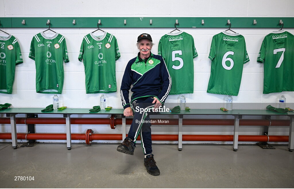 6 April 2024; London GAA kitman Phil Roche takes a seat after preparing the dressing room, in his final season as kitman after 16 years, before the Connacht GAA Football Senior Championship quarter-final match between London and Galway at McGovern Park in Ruislip, England. Photo by Brendan Moran/Sportsfile