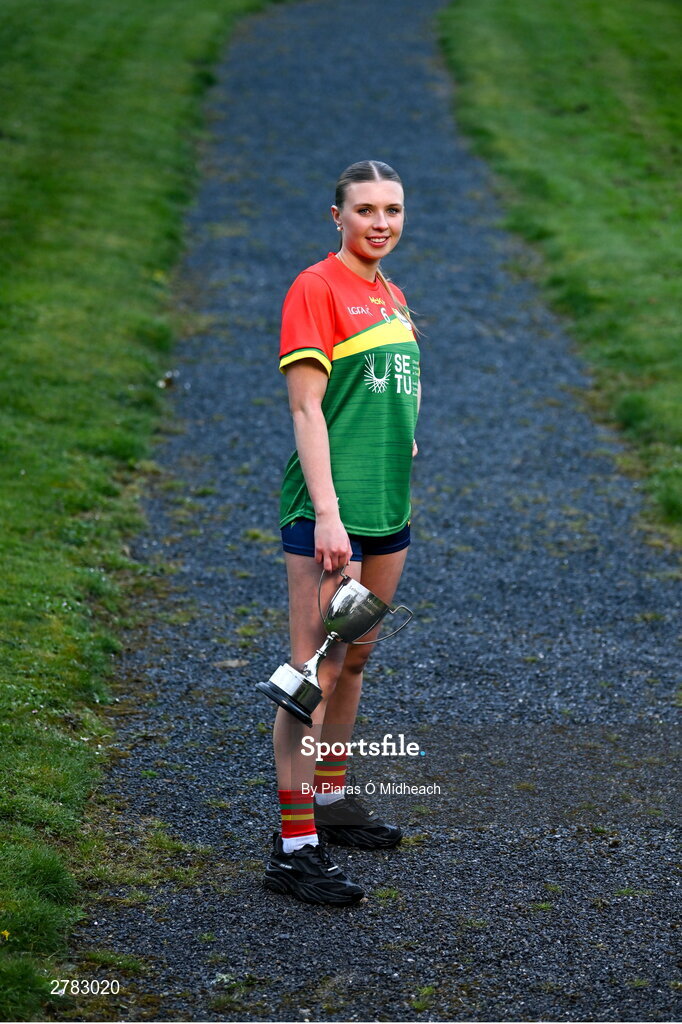 9 April 2024; Leinster LGFA Minor C semi-finalist Clodagh Mahon of Carlow at the Leinster LGFA Minor Captains’ evening at Dún na Sí Park in Moate, Westmeath, ahead of the upcoming 2024 Leinster LGFA Minor Championship Finals. Photo by Piaras Ó Mídheach/Sportsfile