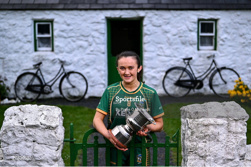 9 April 2024; Leinster LGFA Minor A finalist Kerrie Cole of Meath at the Leinster LGFA Minor Captains’ evening at Dún na Sí Park in Moate, Westmeath, ahead of the upcoming 2024 Leinster LGFA Minor Championship Finals. Photo by Piaras Ó Mídheach/Sportsfile