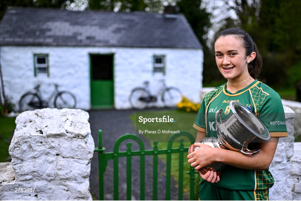 9 April 2024; Leinster LGFA Minor A finalist Kerrie Cole of Meath at the Leinster LGFA Minor Captains’ evening at Dún na Sí Park in Moate, Westmeath, ahead of the upcoming 2024 Leinster LGFA Minor Championship Finals. Photo by Piaras Ó Mídheach/Sportsfile