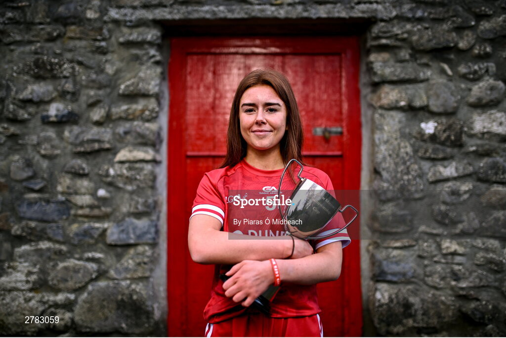 9 April 2024; Leinster LGFA Minor C finalist Brígh McEnteggart of Louth at the Leinster LGFA Minor Captains’ evening at Dún na Sí Park in Moate, Westmeath, ahead of the upcoming 2024 Leinster LGFA Minor Championship Finals. Photo by Piaras Ó Mídheach/Sportsfile