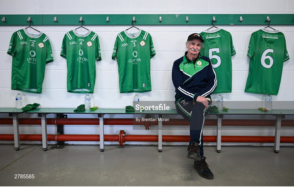 6 April 2024; London GAA kitman Phil Roche takes a seat after preparing the dressing room, in his final season as kitman after 16 years, before the Connacht GAA Football Senior Championship quarter-final match between London and Galway at McGovern Park in Ruislip, England. Photo by Brendan Moran/Sportsfile