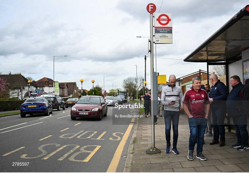 6 April 2024; Supporters arrive before the Connacht GAA Football Senior Championship quarter-final match between London and Galway at McGovern Park in Ruislip, England. Photo by Brendan Moran/Sportsfile