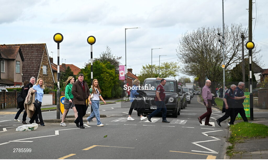 6 April 2024; Supporters arrive before the Connacht GAA Football Senior Championship quarter-final match between London and Galway at McGovern Park in Ruislip, England. Photo by Brendan Moran/Sportsfile