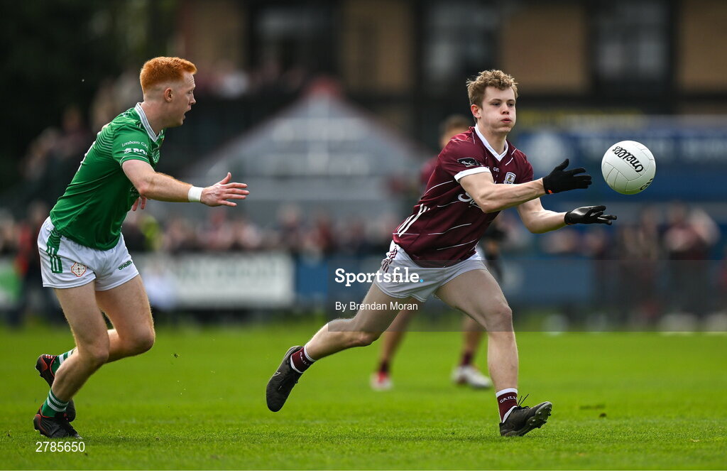 6 April 2024; Johnny McGrath of Galway in action against Daniel Clarke of London during the Connacht GAA Football Senior Championship quarter-final match between London and Galway at McGovern Park in Ruislip, England. Photo by Brendan Moran/Sportsfile