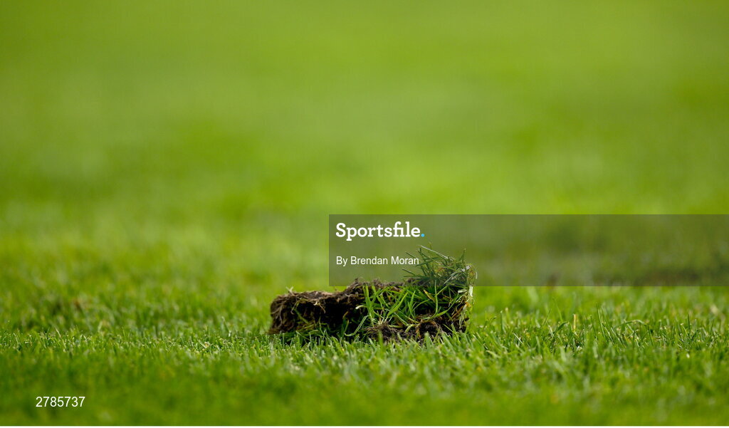 6 April 2024; A lump of turf that lifted from the pitch during the Connacht GAA Football Senior Championship quarter-final match between London and Galway at McGovern Park in Ruislip, England. Photo by Brendan Moran/Sportsfile