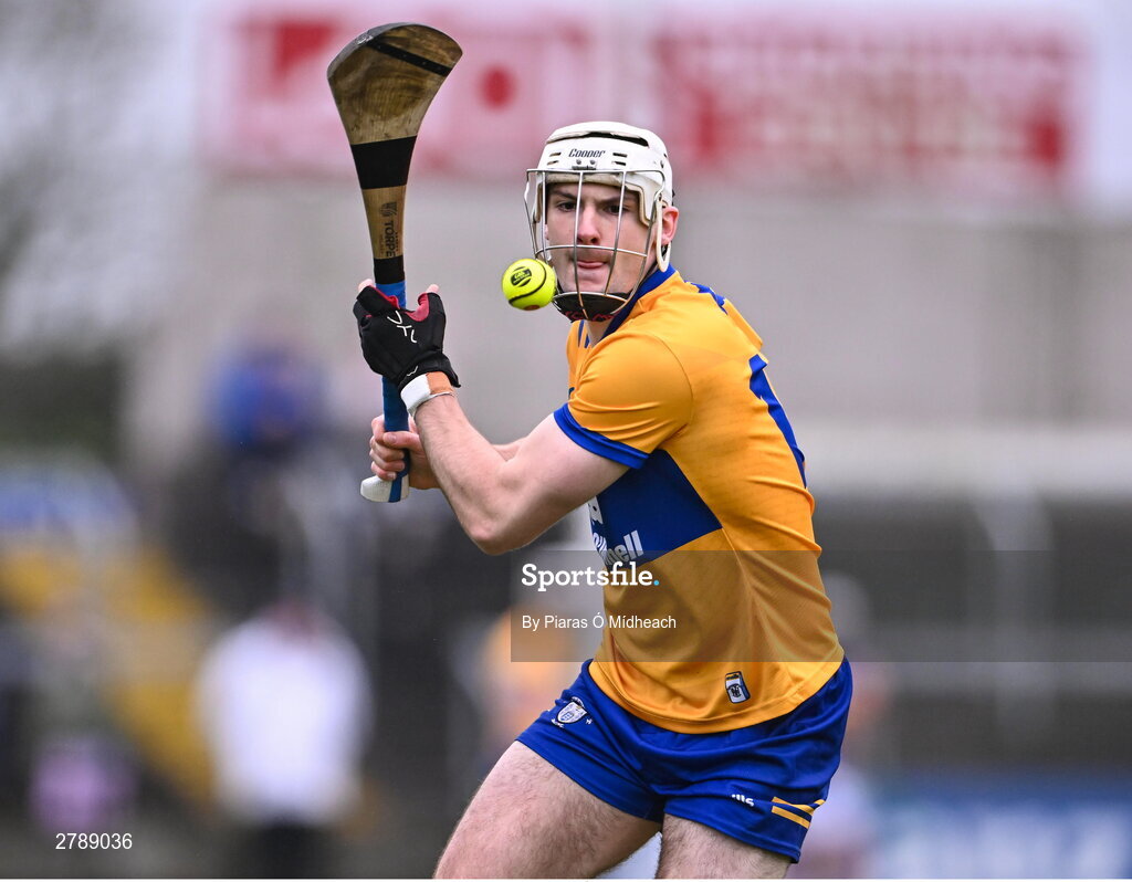 24 March 2024; Keith Smyth of Clare during the Allianz Hurling League Division 1 semi-final match between Clare and Tipperary at Laois Hire O'Moore Park in Portlaoise, Laois. Photo by Piaras Ó Mídheach/Sportsfile