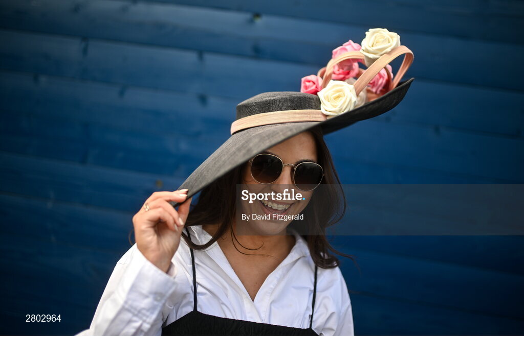1 May 2024; Racegoer Shelly O'Rourke, from Naas, Kildare during day two of the Punchestown Festival at Punchestown Racecourse in Kildare. Photo by David Fitzgerald/Sportsfile