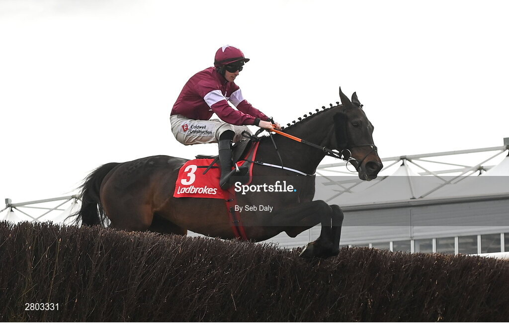 1 May 2024; Conflated, with Jack Kennedy up, during the Ladbrokes Punchestown Gold Cup during day two of the Punchestown Festival at Punchestown Racecourse in Kildare. Photo by Seb Daly/Sportsfile