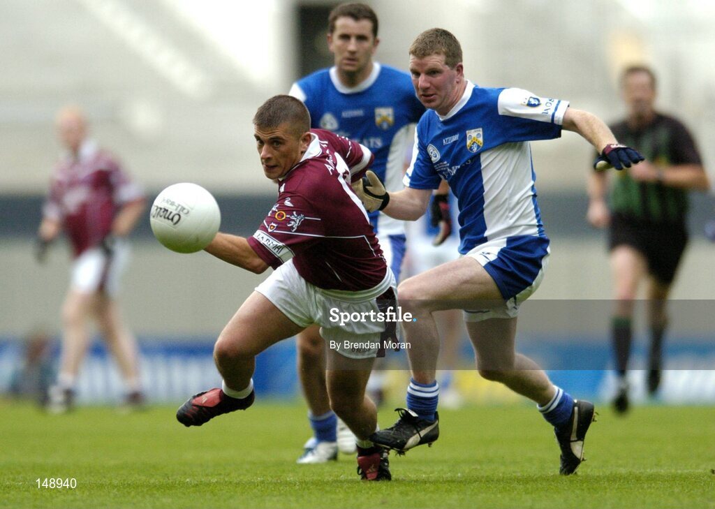 24 July 2004; Alan Mangan, Westmeath, in action against Paul McDonald, Laois. Bank of Ireland Leinster Senior Football Championship Final Replay, Westmeath v Laois, Croke Park, Dublin. Picture credit; Brendan Moran / SPORTSFILE