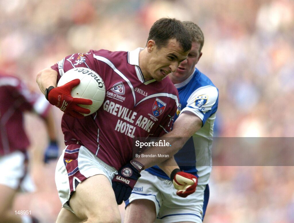 24 July 2004; Dessie Dolan, Westmeath, in action against Paul McDonald, Laois. Bank of Ireland Leinster Senior Football Championship Final Replay, Westmeath v Laois, Croke Park, Dublin. Picture credit; Brendan Moran / SPORTSFILE