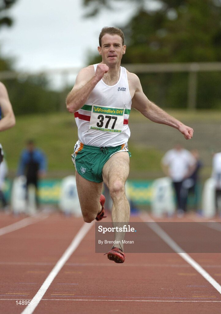 25 July 2004; Tom Comyns, Limerick AC, in action during the semi-finals of the Men's 100m. AAI Senior Track and Field Championships, Morton Stadium, Santry, Dublin. Picture credit; Brendan Moran / SPORTSFILE