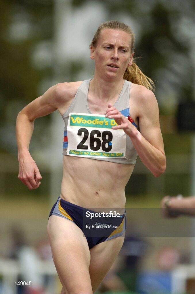 25 July 2004; Maria McCambridge, Dundrum South Dublin AC, in action during the Women's 5000m Final. AAI Senior Track and Field Championships, Morton Stadium, Santry, Dublin. Picture credit; Brendan Moran / SPORTSFILE