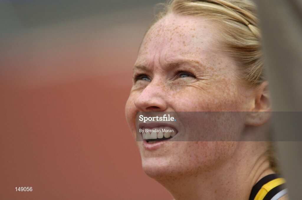 25 July 2004; Derval O'Rourke, Leevale AC, after her victory in the Women's 100m Hurdles Final. AAI Senior Track and Field Championships, Morton Stadium, Santry, Dublin. Picture credit; Brendan Moran / SPORTSFILE