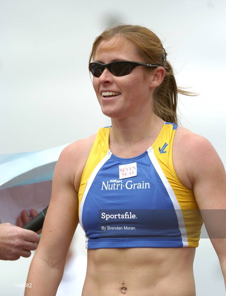 25 July 2004; Karen Shinkins, Dublin City Harriers AC, after winning the Women's 400m title for the 8th time. AAI Senior Track and Field Championships, Morton Stadium, Santry, Dublin. Picture credit; Brendan Moran / SPORTSFILE