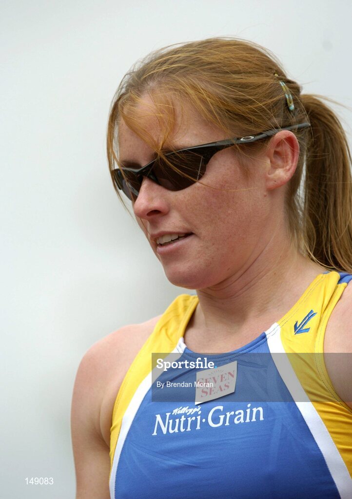 25 July 2004; Karen Shinkins, Dublin City Harriers AC, after winning the Women's 400m title. AAI Senior Track and Field Championships, Morton Stadium, Santry, Dublin. Picture credit; Brendan Moran / SPORTSFILE