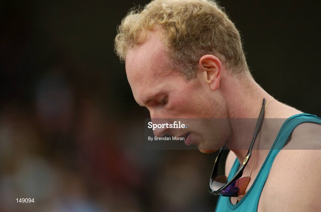 25 July 2004; Paul Brizzel, Ballymena and Antrim AC, after winning the Men's 100m Final. AAI Senior Track and Field Championships, Morton Stadium, Santry, Dublin. Picture credit; Brendan Moran / SPORTSFILE