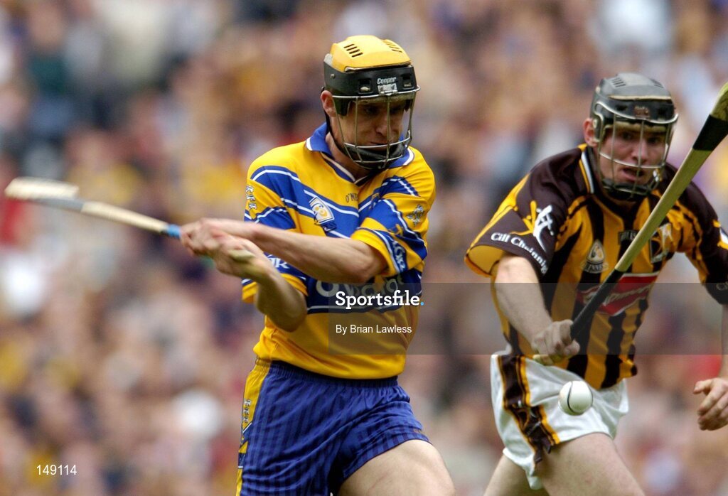 25 July 2004; Tony Griffin, Clare, in action against Noel Hickey, Kilkenny. Guinness All-Ireland Senior Hurling Championship, Quarter Final, Clare v Kilkenny, Croke Park, Dublin. Picture credit; Brian Lawless / SPORTSFILE