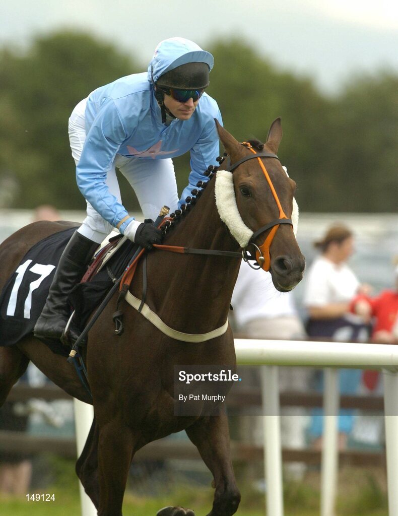 28 July 2004; Owennacurra with James Barry up, canters to the start for the HP Imaging & Digital Printing Handicap Hurdle. Galway Races, Ballybrit, Co. Galway. Picture credit; Pat Murphy / SPORTSFILE