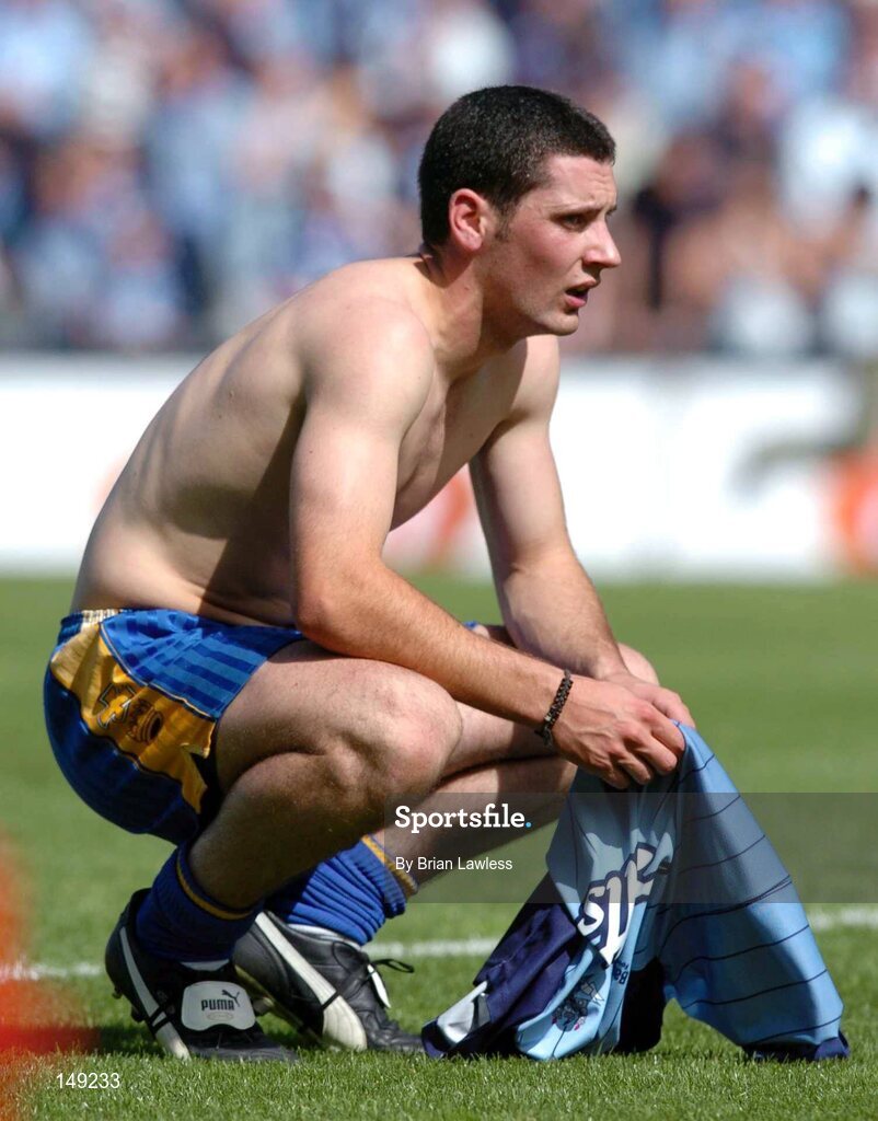 1 August 2004; A dejected Ger Heneghan, Roscommon, after defeat to Dublin. Bank of Ireland All-Ireland Football Championship, Round 4, Dublin v Roscommon, Croke Park, Dublin. Picture credit; Brian Lawless / SPORTSFILE