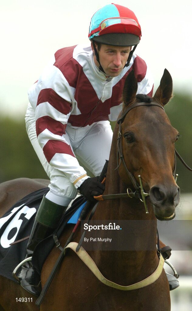 28 July 2004; Gatso, with Jim Culloty up, canters to the start for the HP Imaging & Digital Printing Handicap Hurdle. Galway Races, Ballybrit, Co. Galway. Picture credit; Pat Murphy / SPORTSFILE