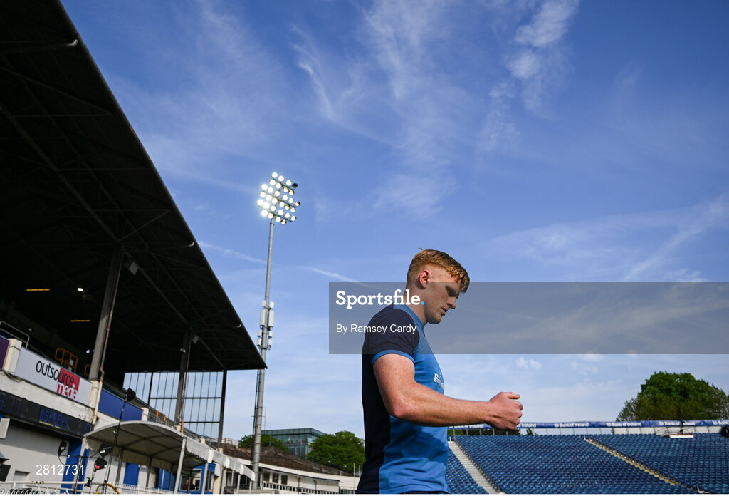 11 May 2024; Tommy O'Brien of Leinster before the United Rugby Championship match between Leinster and Ospreys at the RDS Arena in Dublin. Photo by Ramsey Cardy/Sportsfile