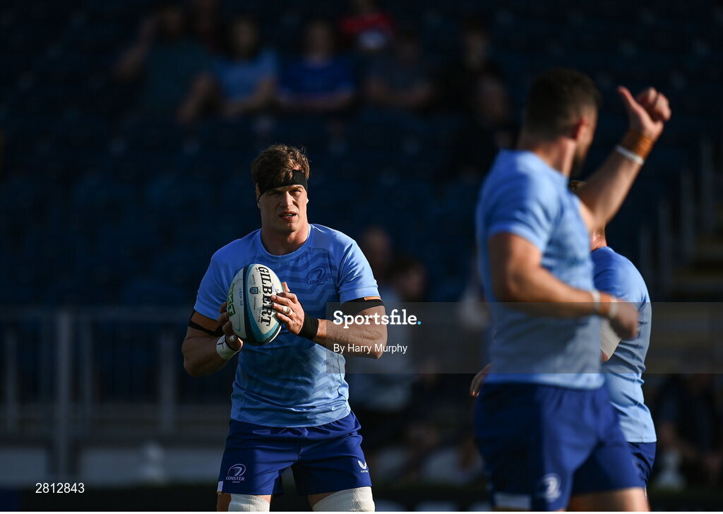 11 May 2024; Josh van der Flier of Leinster warms up before the United Rugby Championship match between Leinster and Ospreys at the RDS Arena in Dublin. Photo by Harry Murphy/Sportsfile