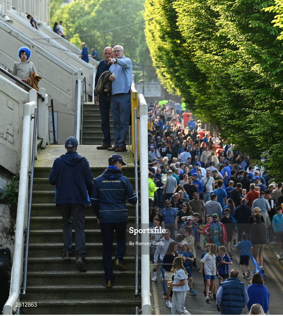 11 May 2024; Supporters before the United Rugby Championship match between Leinster and Ospreys at the RDS Arena in Dublin. Photo by Ramsey Cardy/Sportsfile