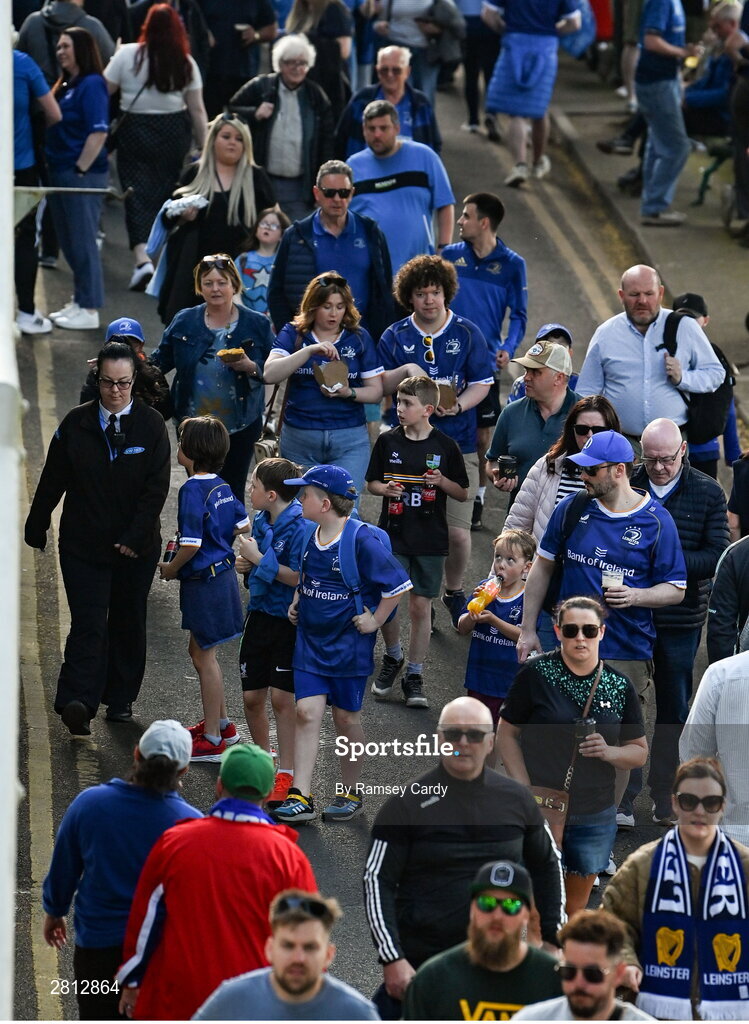 11 May 2024; Supporters before the United Rugby Championship match between Leinster and Ospreys at the RDS Arena in Dublin. Photo by Ramsey Cardy/Sportsfile