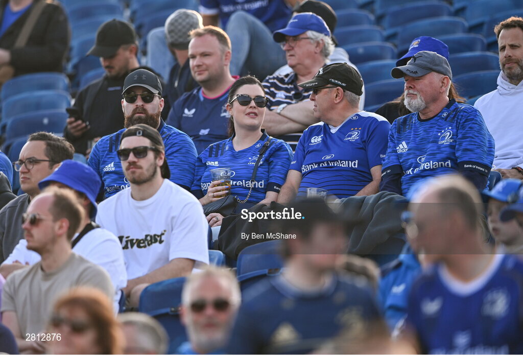 11 May 2024; Leinster supporters before the United Rugby Championship match between Leinster and Ospreys at the RDS Arena in Dublin. Photo by Ben McShane/Sportsfile
