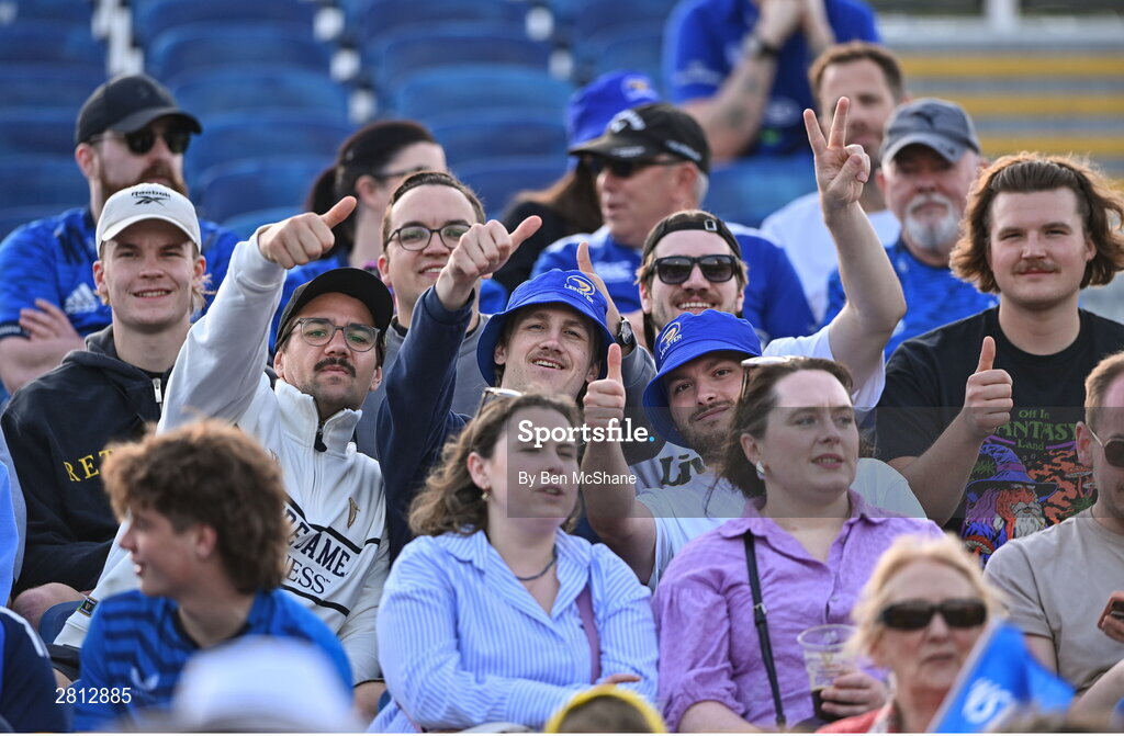 11 May 2024; Leinster supporters before the United Rugby Championship match between Leinster and Ospreys at the RDS Arena in Dublin. Photo by Ben McShane/Sportsfile