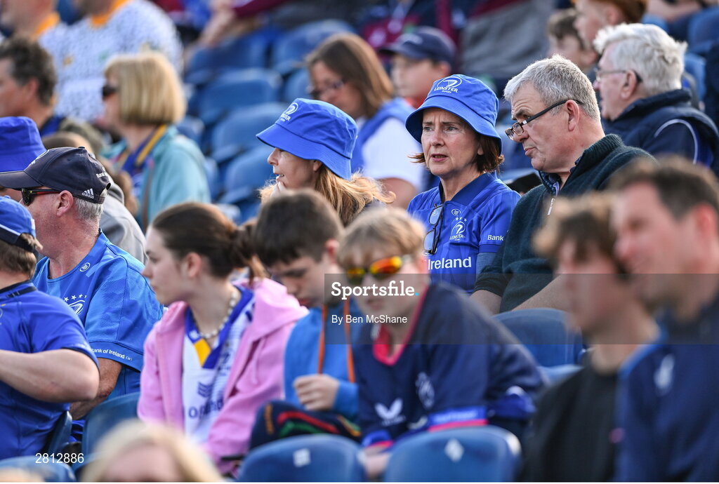 11 May 2024; Leinster supporters before the United Rugby Championship match between Leinster and Ospreys at the RDS Arena in Dublin. Photo by Ben McShane/Sportsfile