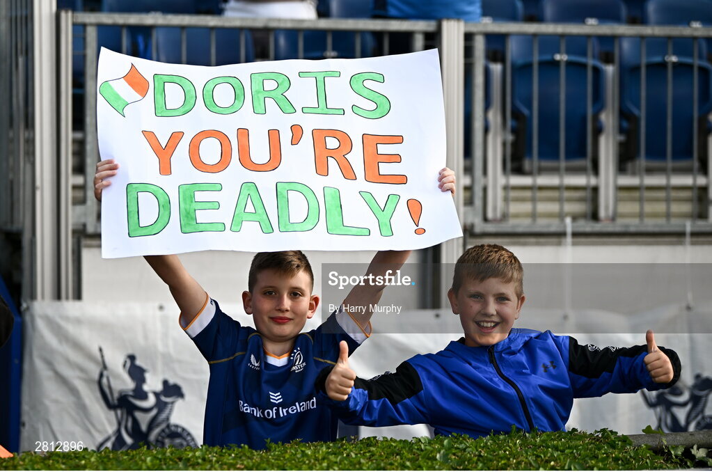 11 May 2024; Leinster supporters before the United Rugby Championship match between Leinster and Ospreys at the RDS Arena in Dublin. Photo by Harry Murphy/Sportsfile