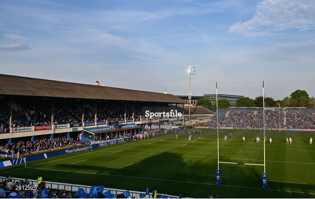 11 May 2024; A general view of the RDS Arena as Leinster players take to the pitch before the United Rugby Championship match between Leinster and Ospreys at the RDS Arena in Dublin. Photo by Ben McShane/Sportsfile