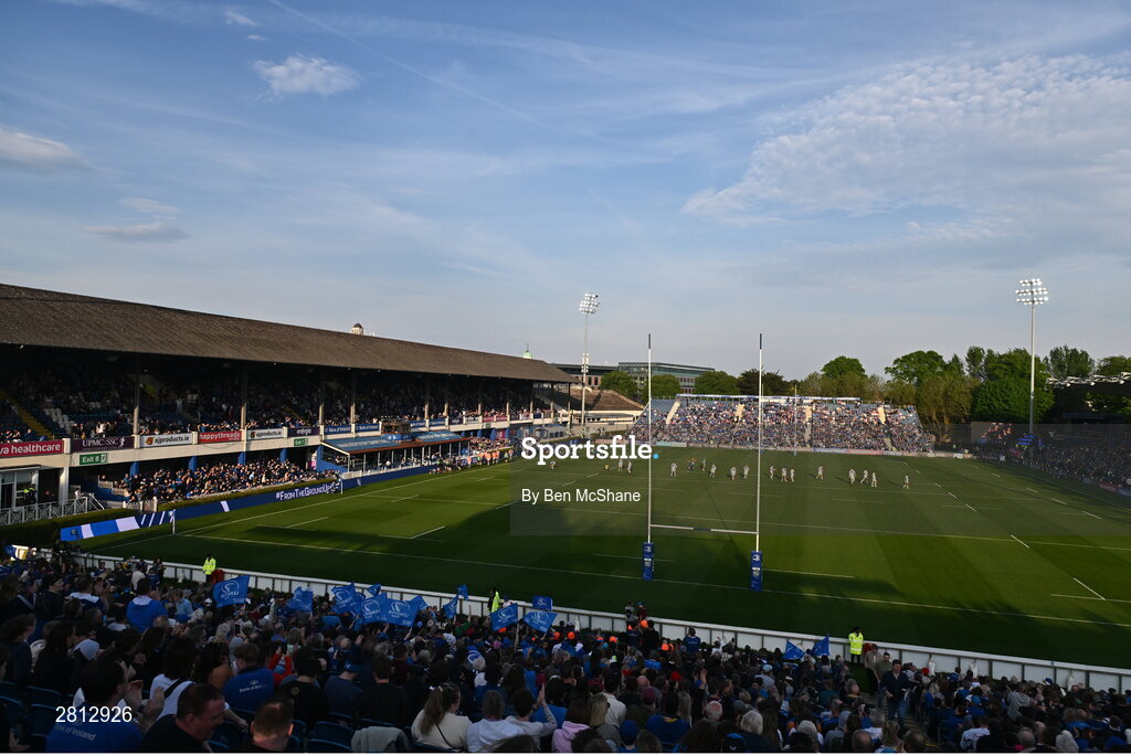 11 May 2024; A general view of the RDS Arena as Leinster players take to the pitch before the United Rugby Championship match between Leinster and Ospreys at the RDS Arena in Dublin. Photo by Ben McShane/Sportsfile