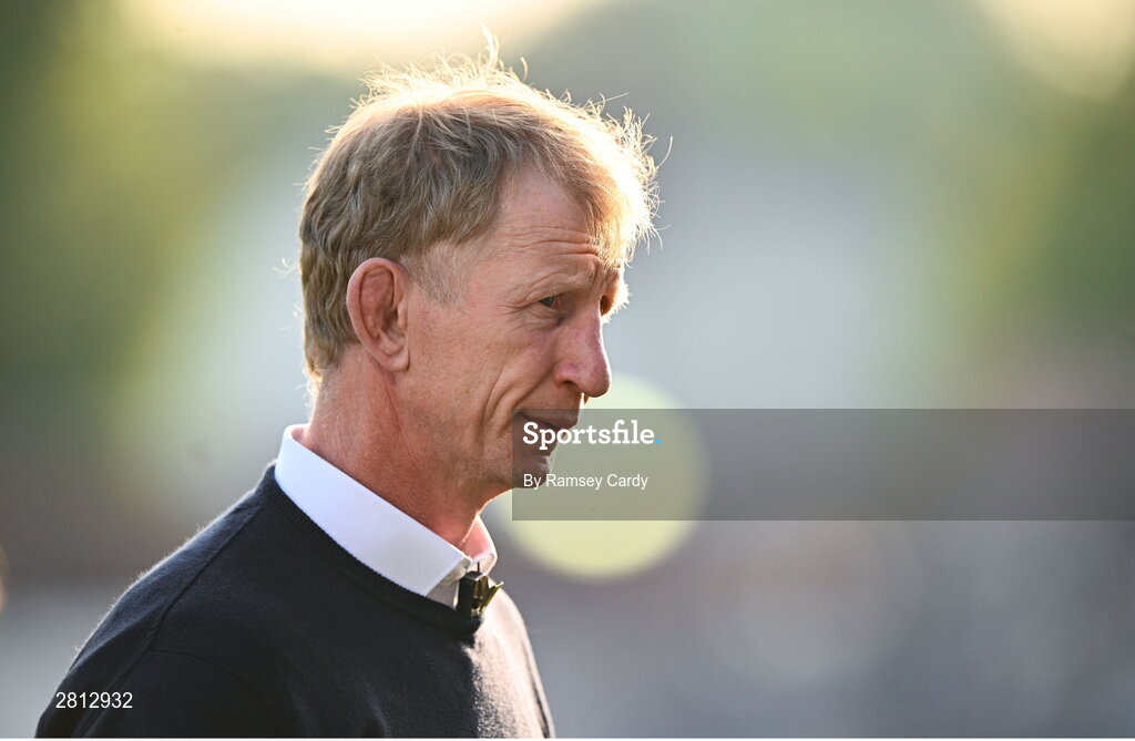 11 May 2024; Leinster head coach Leo Cullen before the United Rugby Championship match between Leinster and Ospreys at the RDS Arena in Dublin. Photo by Ramsey Cardy/Sportsfile