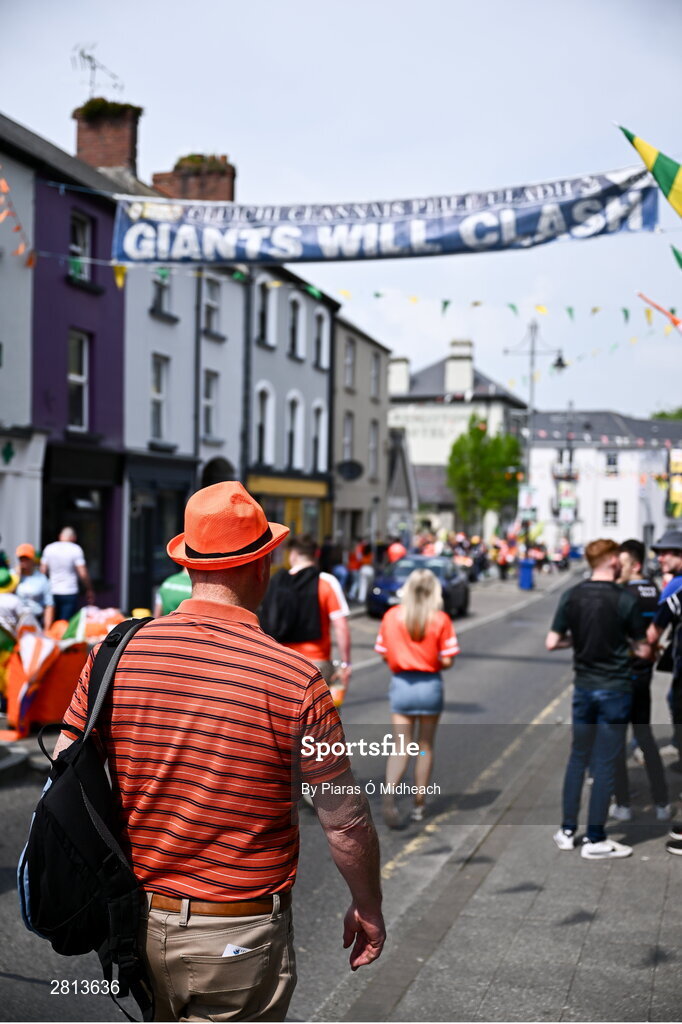 12 May 2024; Supporters in Clones before the Ulster GAA Football Senior Championship final match between Armagh and Donegal at St Tiernach's Park in Clones, Monaghan. Photo by Piaras Ó Mídheach/Sportsfile